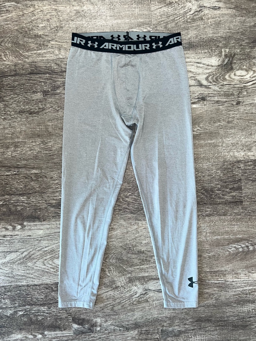 Under Armour HeatGear Gray Fitted Full Length Compression Leggings Youth XL